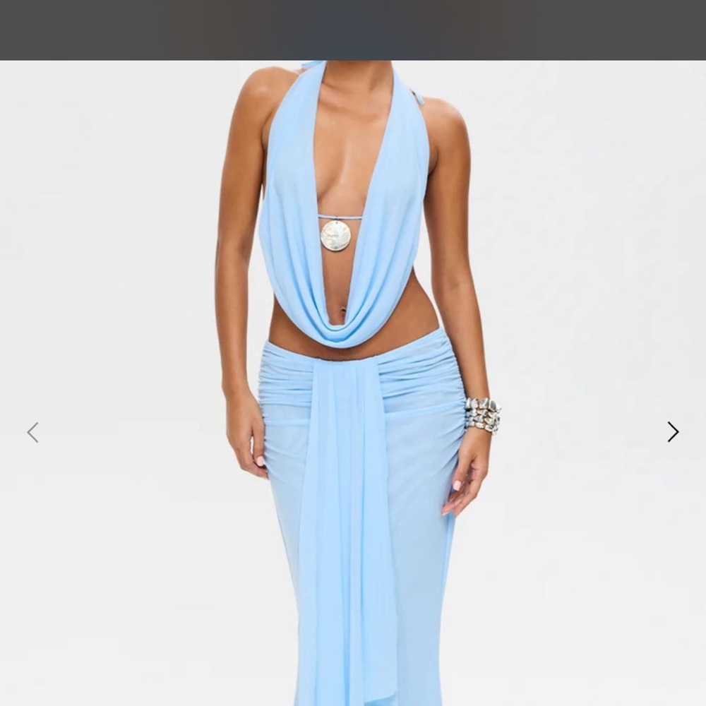 Chic Light Blue Halter Dress